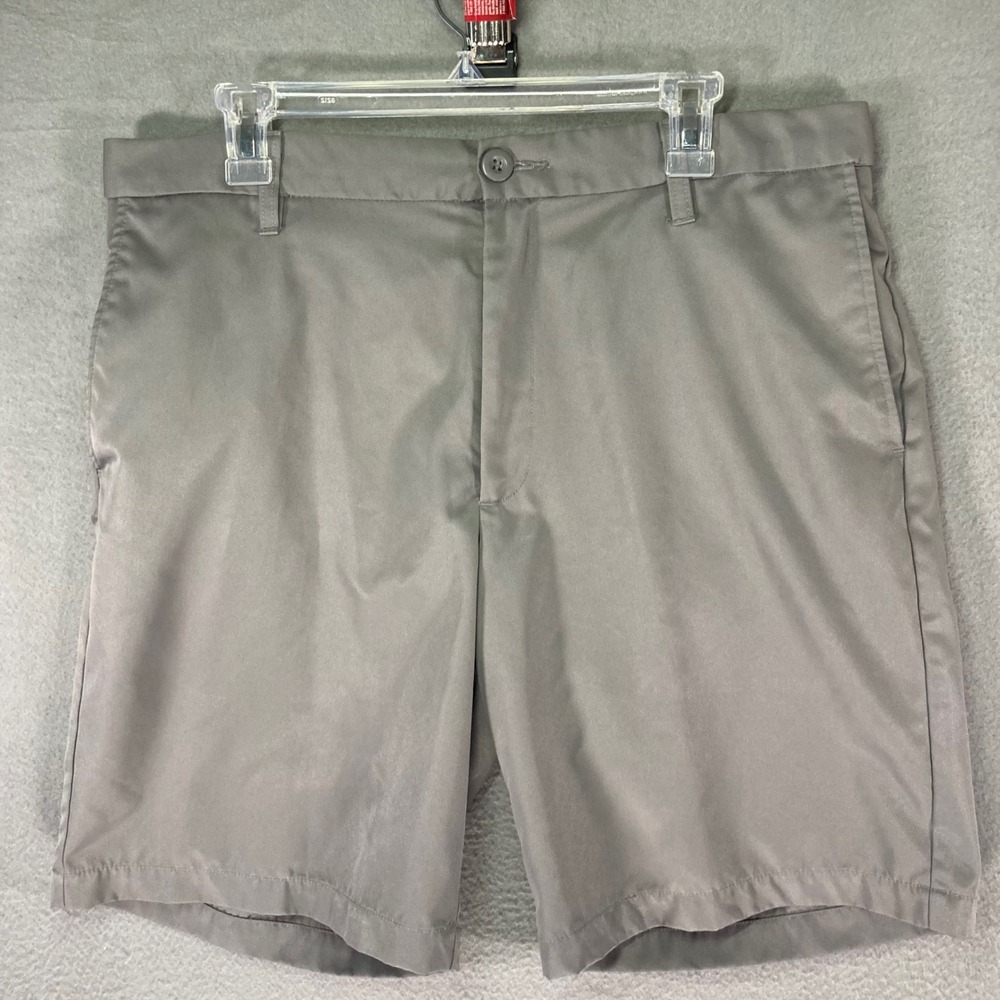 Dockers Mens Shorts 36 Gray Flat Front Casual Chino Golf Lightweight 10" Inseam